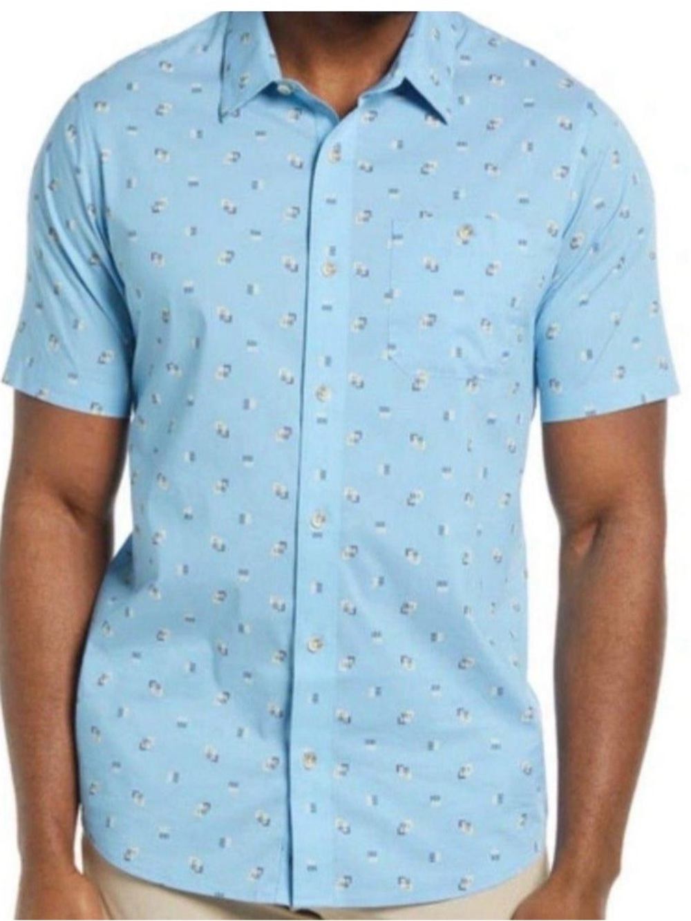 Travis Mathew Sky Blue Short-Sleeve Button-Down